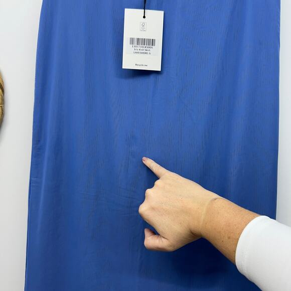 NEW $148 Reformation Blue Stretch Mesh Lined Midi Iris Knit Skirt Small - Picture 5 of 6